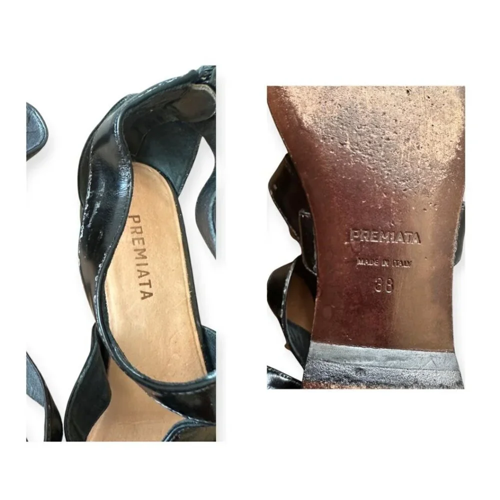 Premiata gladiator Sandals, Distressed Leather, Size 38 EU, Black, Y2K